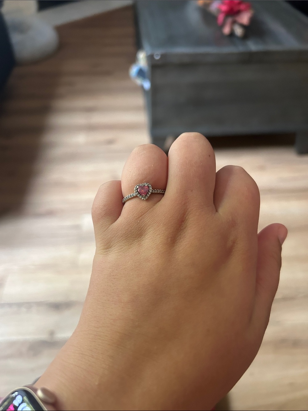 Heart Pink Stone Sterling-Color Ring - Women Jewelry